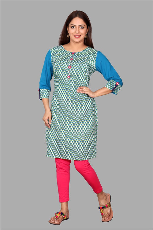 SUTI WOMEN MUL COTTON PRINTED LONG KURTI