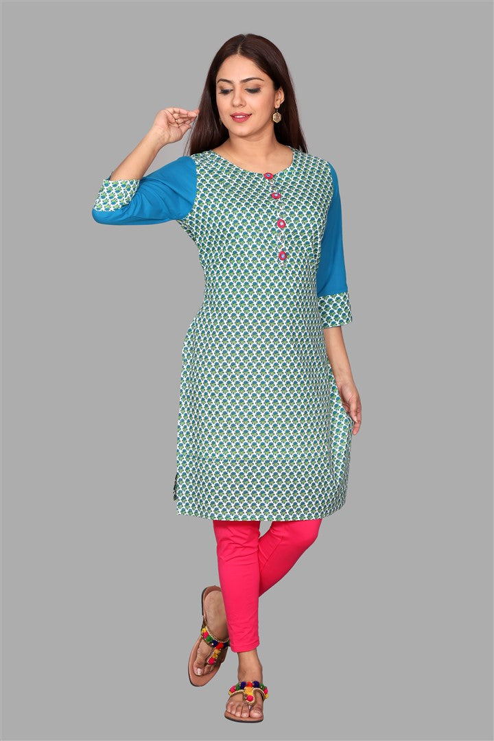 SUTI WOMEN MUL COTTON PRINTED LONG KURTI